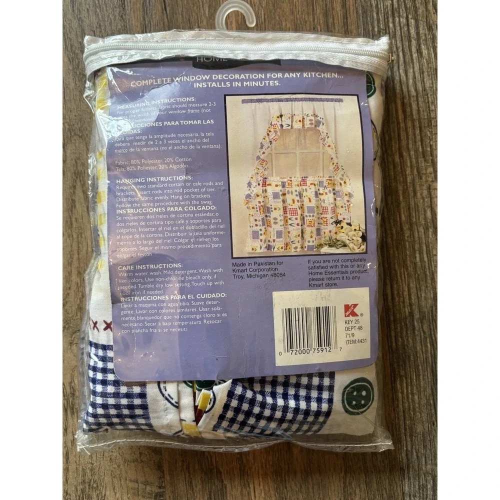 Home Essentials Tier & Swag‎ Set Fresh Eggs Tulips Chicken Curtains Vintage